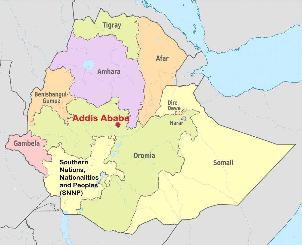 addis abeba, en Etiopía mapa do mundo