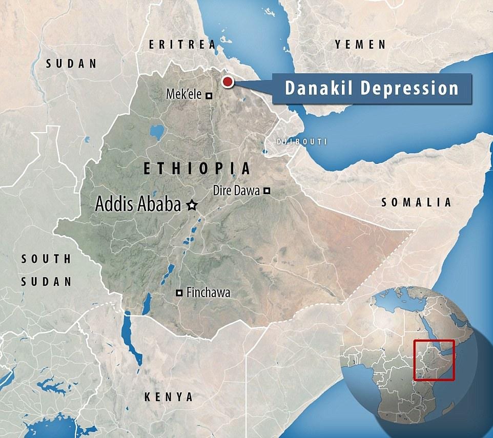 danakil depresión Etiopía mapa