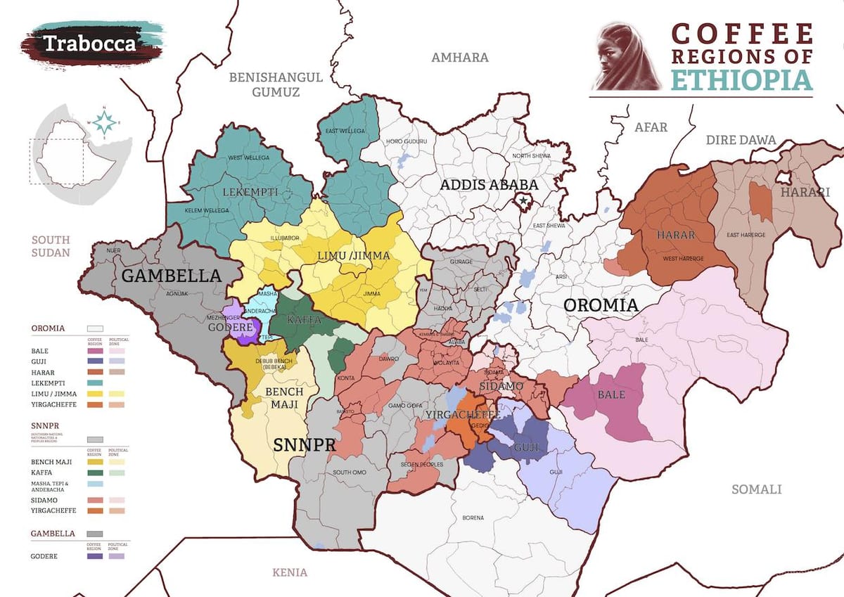 mapa de café de Etiopía