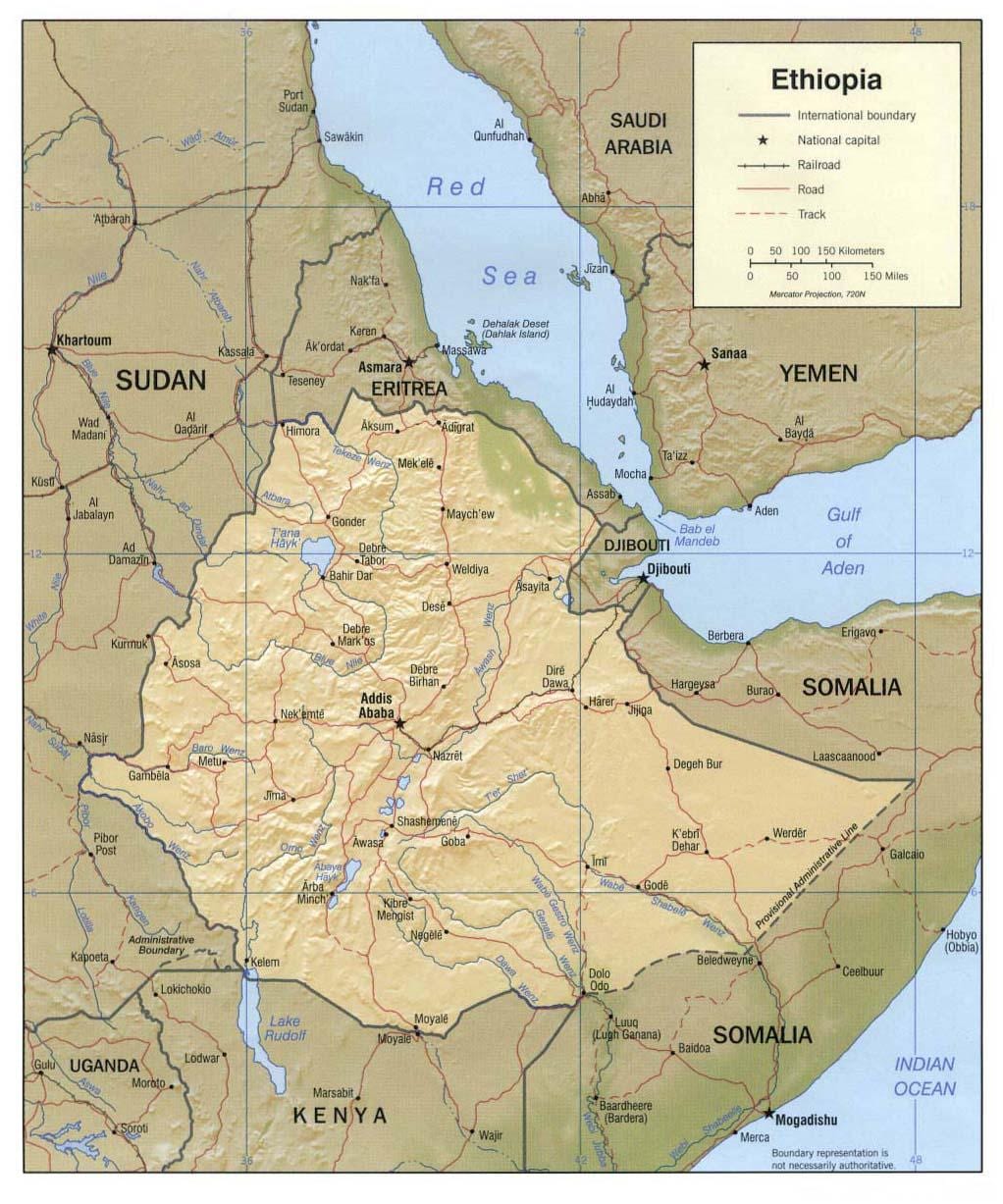 mapa de Etiopía mapa 1980