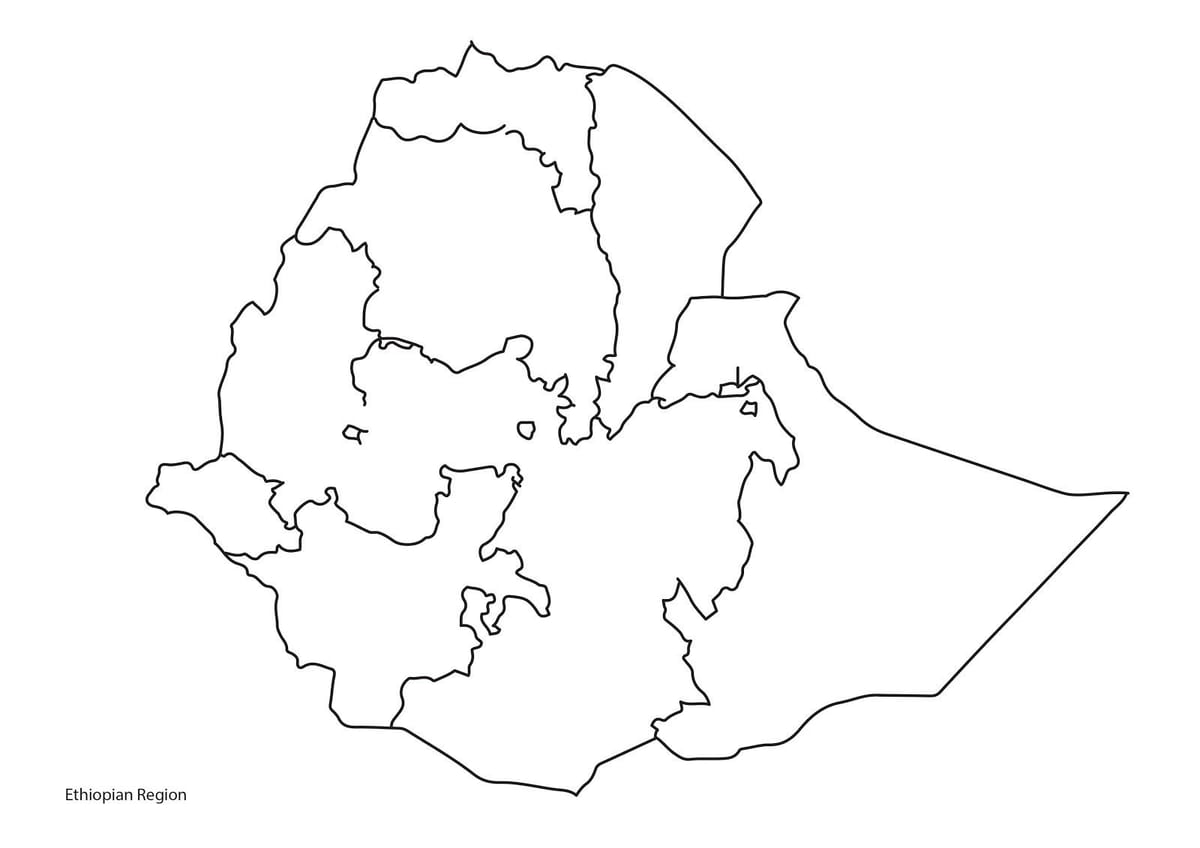 en branco mapa de Etiopía