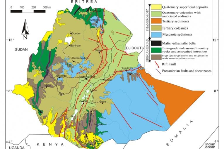 mapa de Etiopía recursos naturais