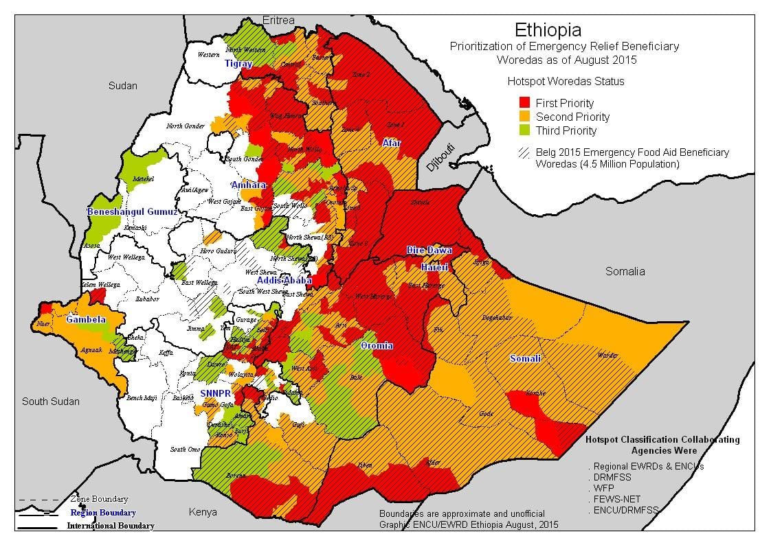 mapa de Etiopía seca