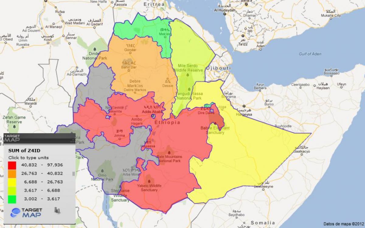 Etiopía provincias mapa