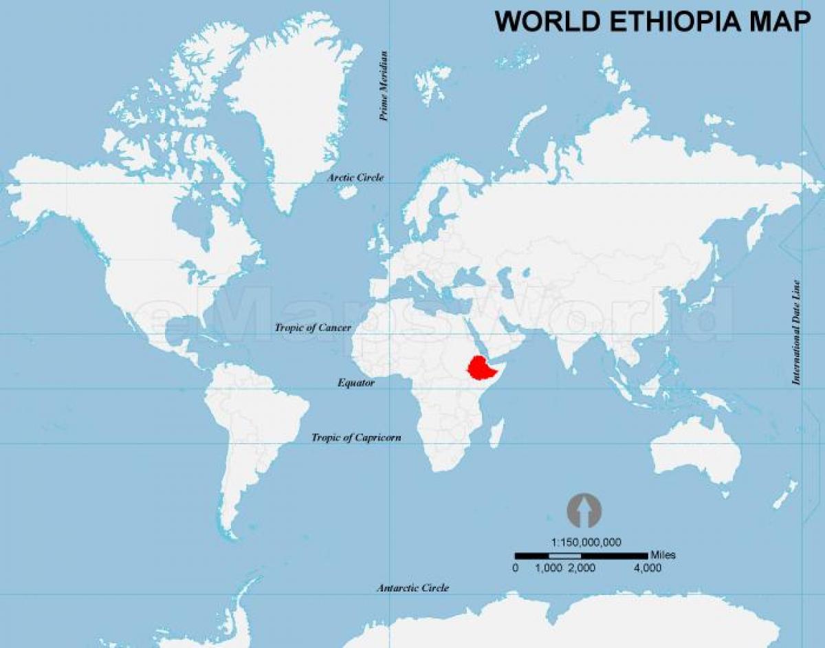 mapa do mundo Etiopía localización