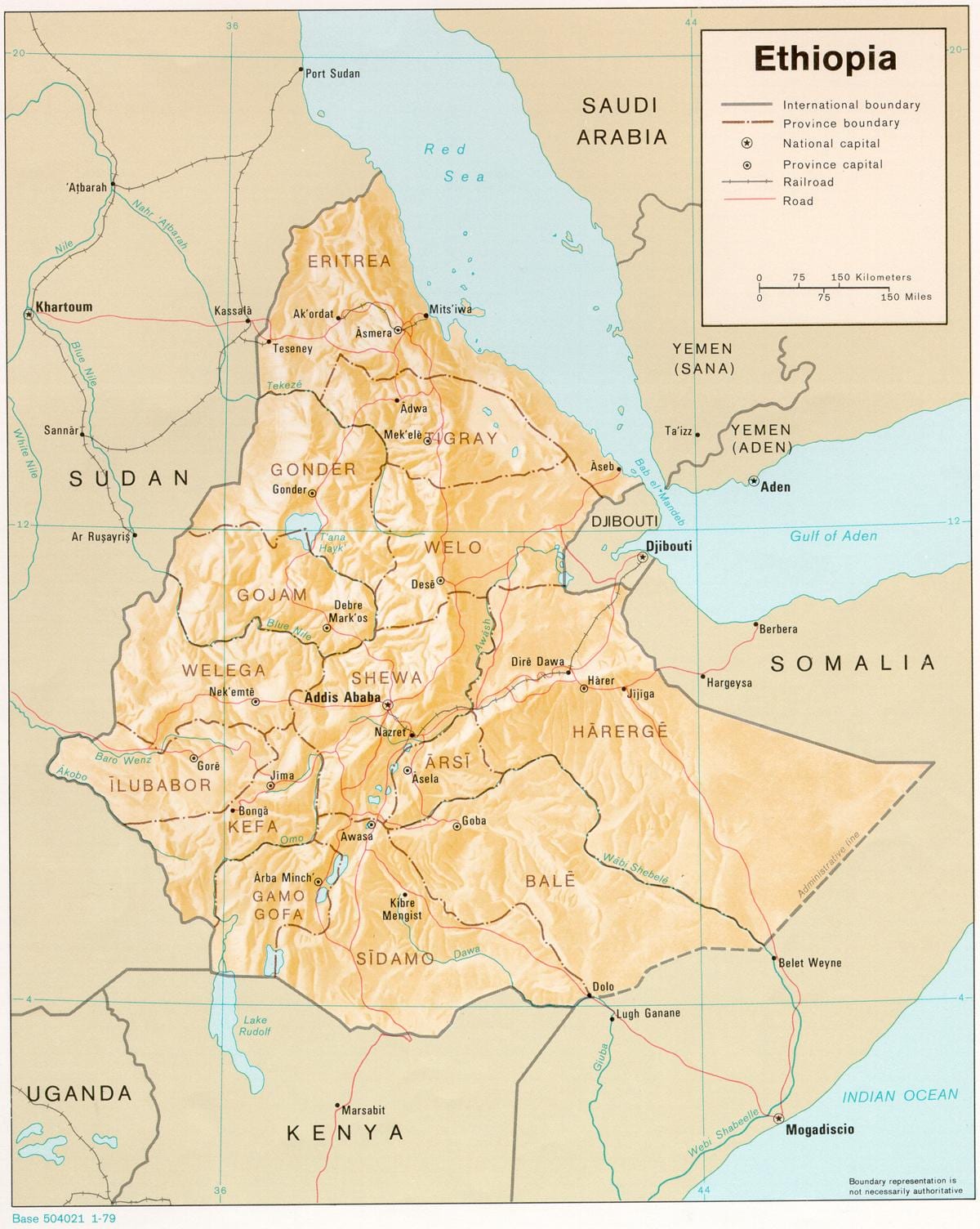 mapa de Etiopía durante derg