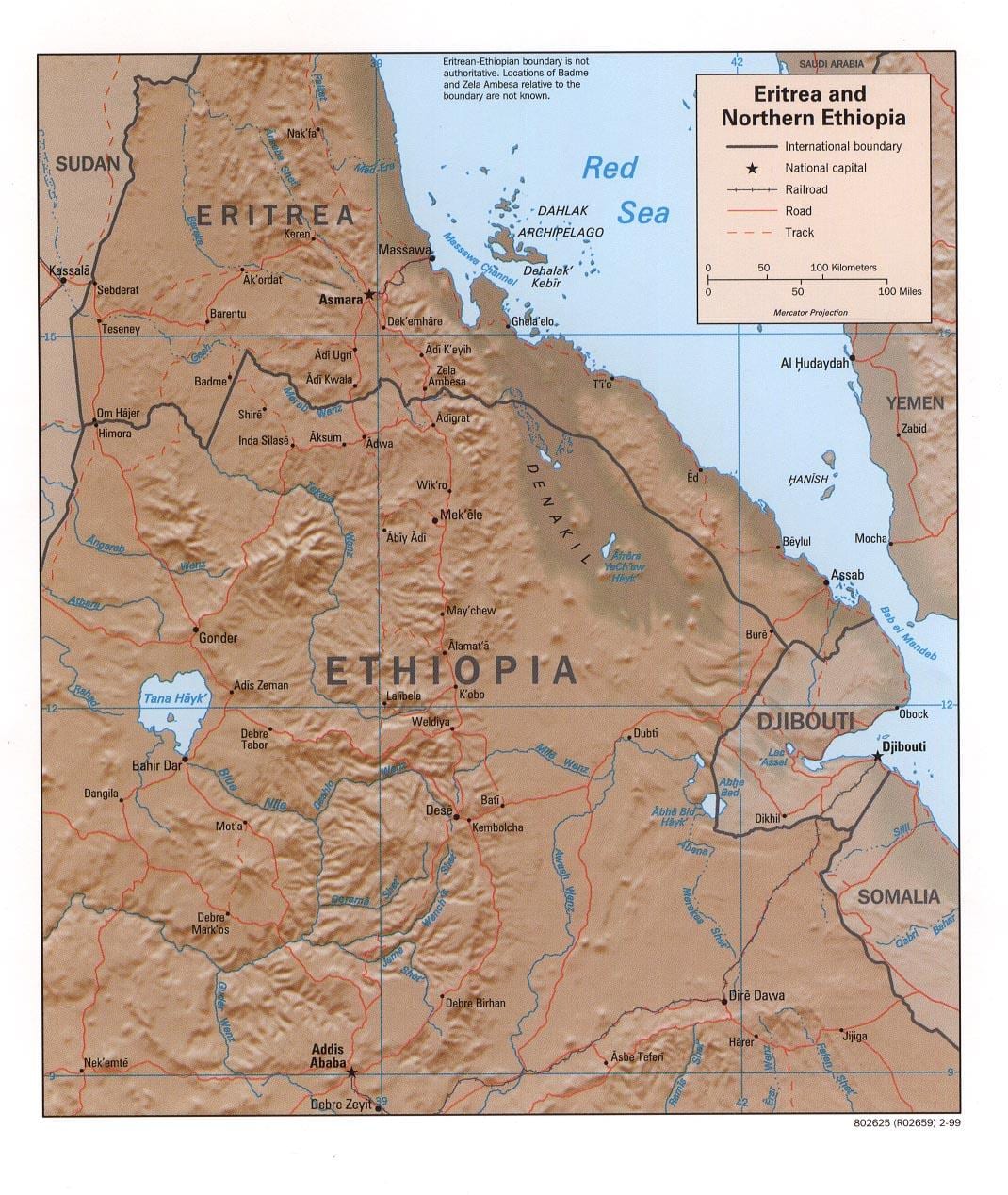 mapa do norte de Etiopía