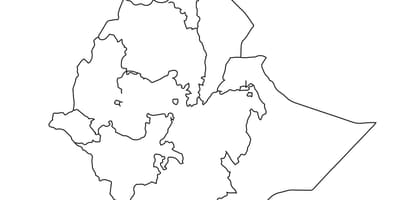 En branco mapa de Etiopía