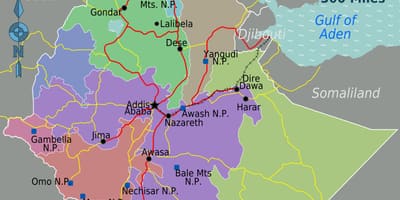 Etiopía atraccións turísticas mapa