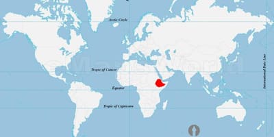Mapa do mundo Etiopía localización