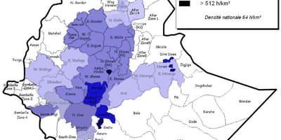 Etiopía densidade de poboación mapa