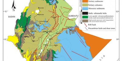 Mapa de Etiopía recursos naturais