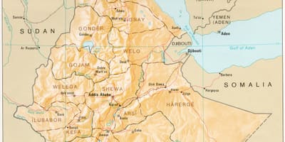 Mapa de Etiopía durante derg