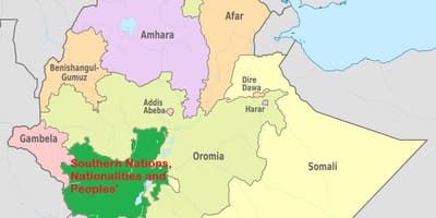 Mapa de snnpr Etiopía