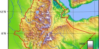 Etiopía mapa topográfico